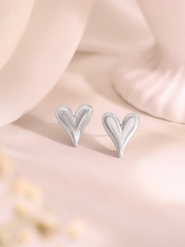 Demi Fine Rhodium Plated Stainless Steel Heart Charm Combo Set