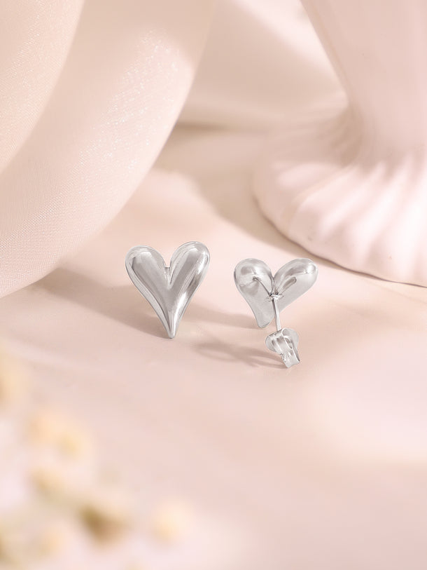 Demi Fine Rhodium Plated Stainless Steel Heart Charm Combo Set