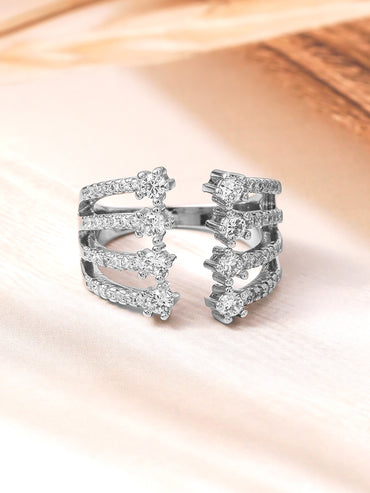 American Diamond Zirconia Layered Ring