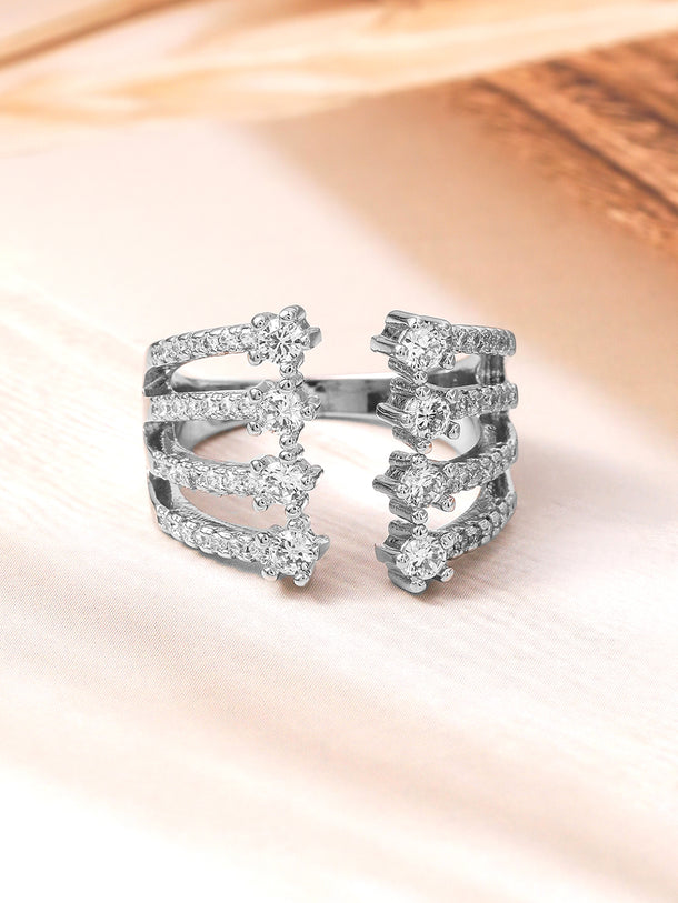 American Diamond Zirconia Layered Ring