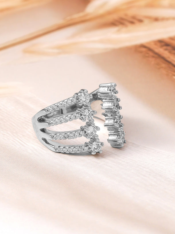 American Diamond Zirconia Layered Ring