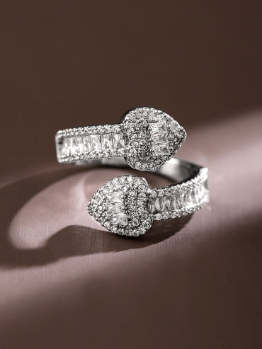 American Diamond Zirconia White Heart Ring
