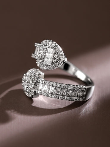 American Diamond Zirconia White Heart Ring