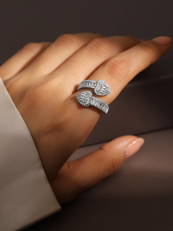 American Diamond Zirconia White Heart Ring