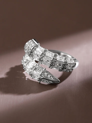 Sleek Silver American Diamond Zirconia Ring