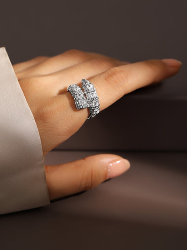 Sleek Silver American Diamond Zirconia Ring