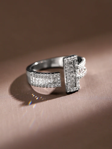 American Diamond Zirconia Sleek Silver Ring