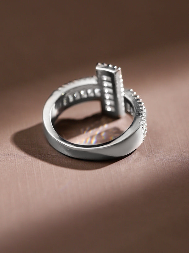 American Diamond Zirconia Sleek Silver Ring