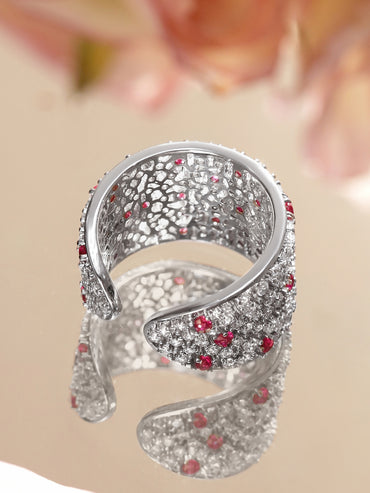 Pink Studded American Diamond Zirconia Ring
