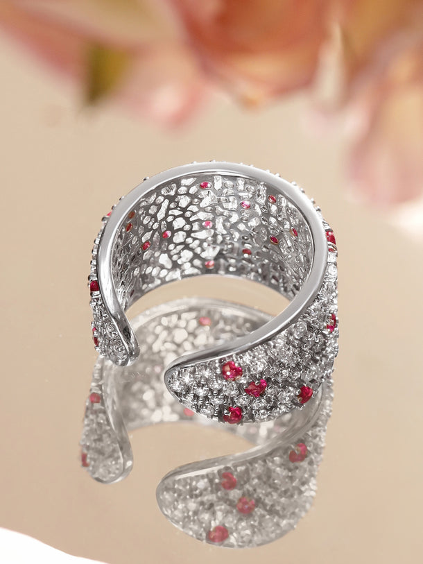 Pink Studded American Diamond Zirconia Ring