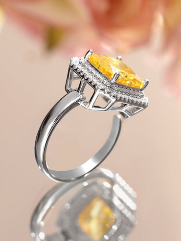 Yellow Studded American Diamond Zirconia Statement Ring