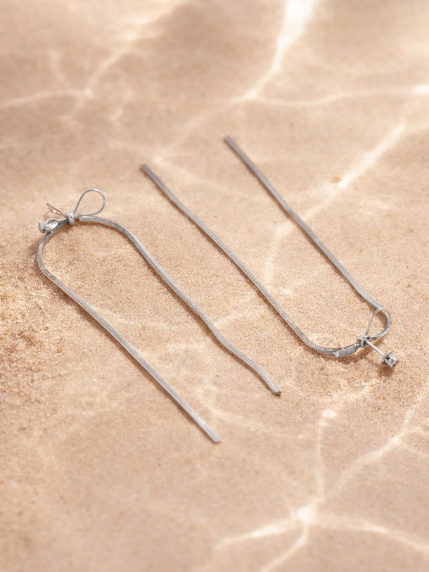 Demi Fine Rhodium Plated Bow Long Drop Dangler Earrings | Anti Tarnish