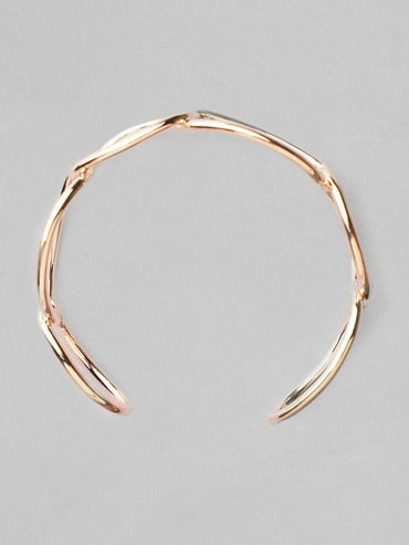 Rubans Rose Gold-Plated Chain Link Open Cuff Bracelet Modern Statement Jewelry