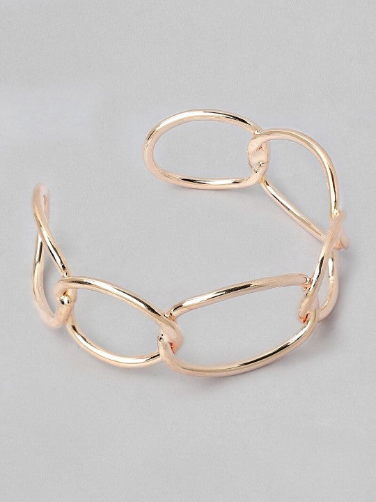 Rubans Rose Gold-Plated Chain Link Open Cuff Bracelet Modern Statement Jewelry
