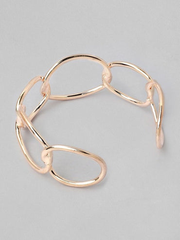 Rubans Rose Gold-Plated Chain Link Open Cuff Bracelet Modern Statement Jewelry
