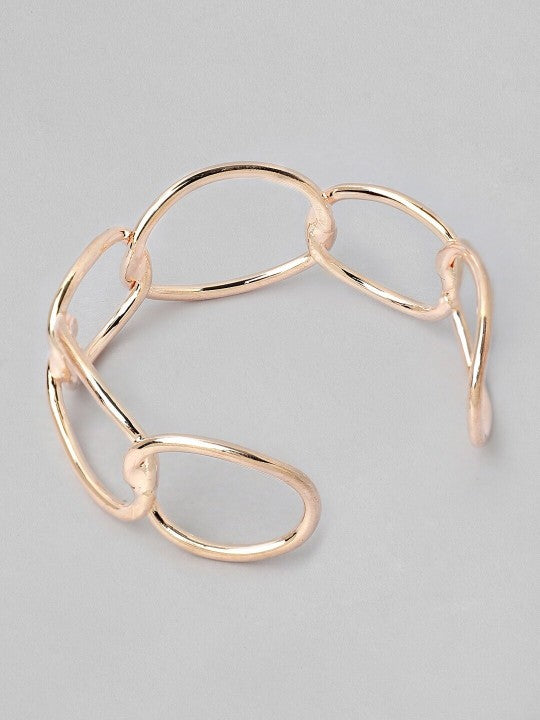 Rubans Rose Gold-Plated Chain Link Open Cuff Bracelet Modern Statement Jewelry