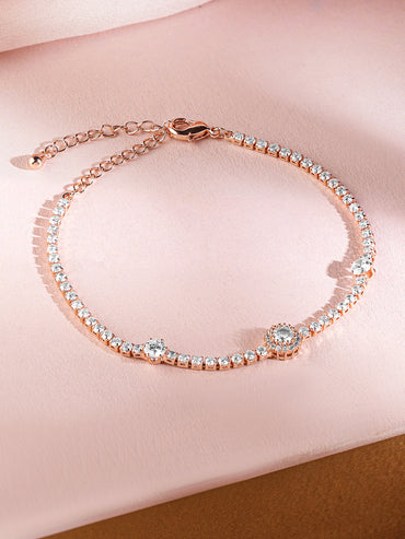 Rubans 18K Rose Gold-Plated Cubic Zirconia Studded Tennis Bracelet