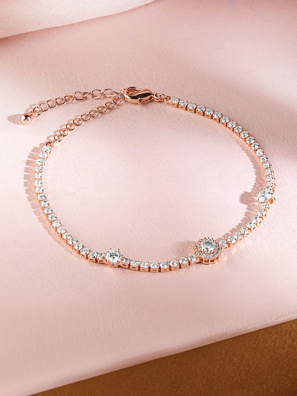 Rubans 18K Rose Gold-Plated Cubic Zirconia Studded Tennis Bracelet