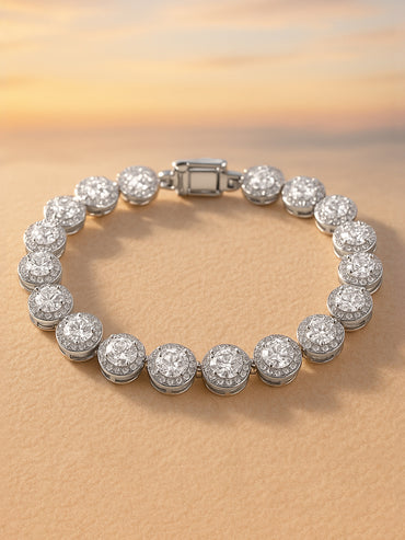 Rubans Rhodium Plated Sparkling Cubic Zirconia Studded Premium Tennis Bracelet