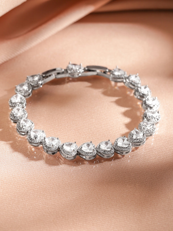 Heart-Shaped Halo Tennis Bracelet
