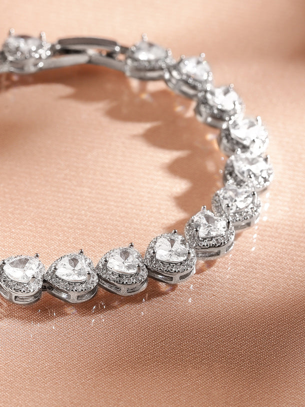 Heart-Shaped Halo Tennis Bracelet