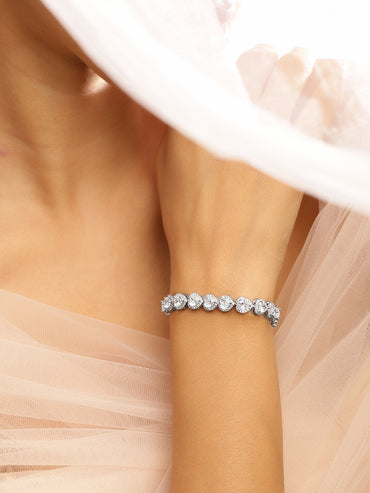 Heart-Shaped Halo Tennis Bracelet