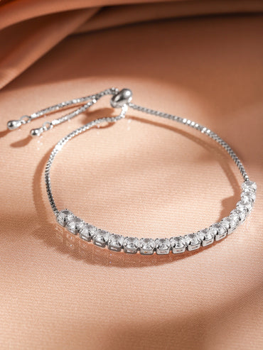 Adjustable White Tennis Bracelet