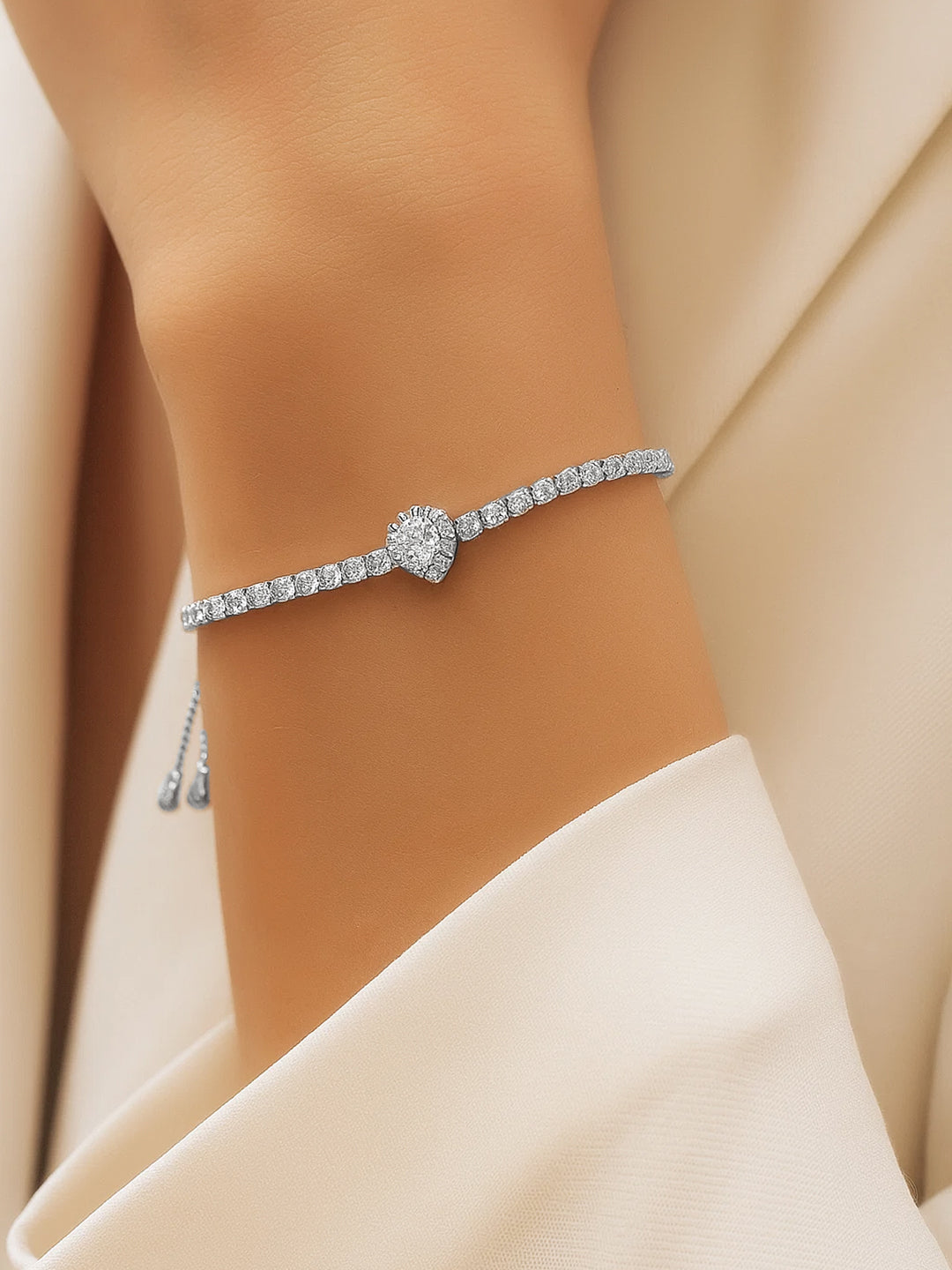 Dainty Adjustable American Diamond Zirconia Studded Bracelet
