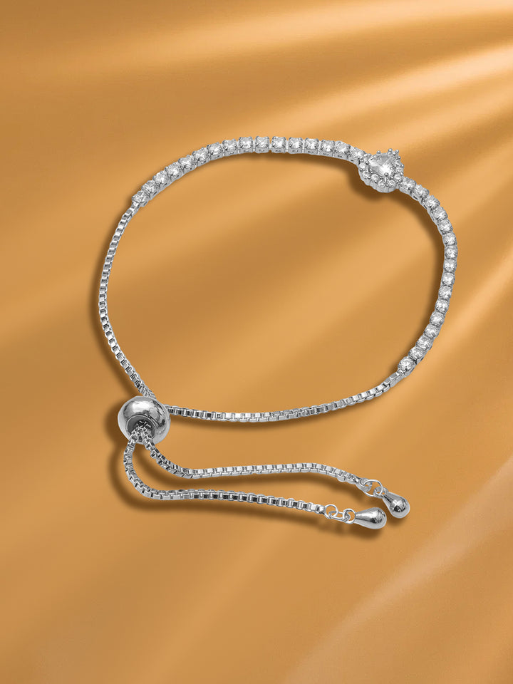 Dainty Adjustable American Diamond Zirconia Studded Bracelet