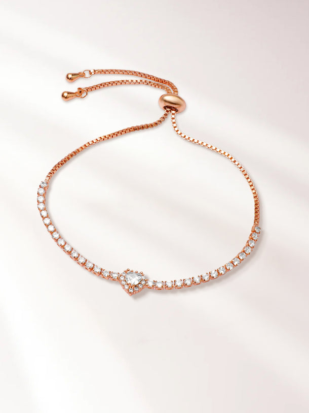 American Diamond Zirconia Studded Heart Bracelet