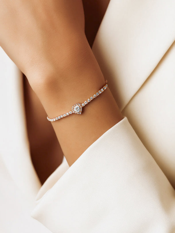American Diamond Zirconia Studded Heart Bracelet
