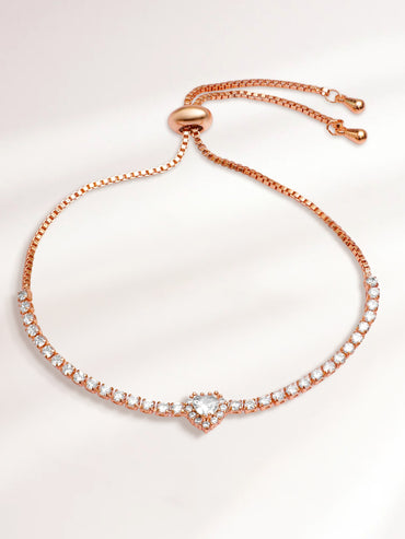 American Diamond Zirconia Studded Heart Bracelet