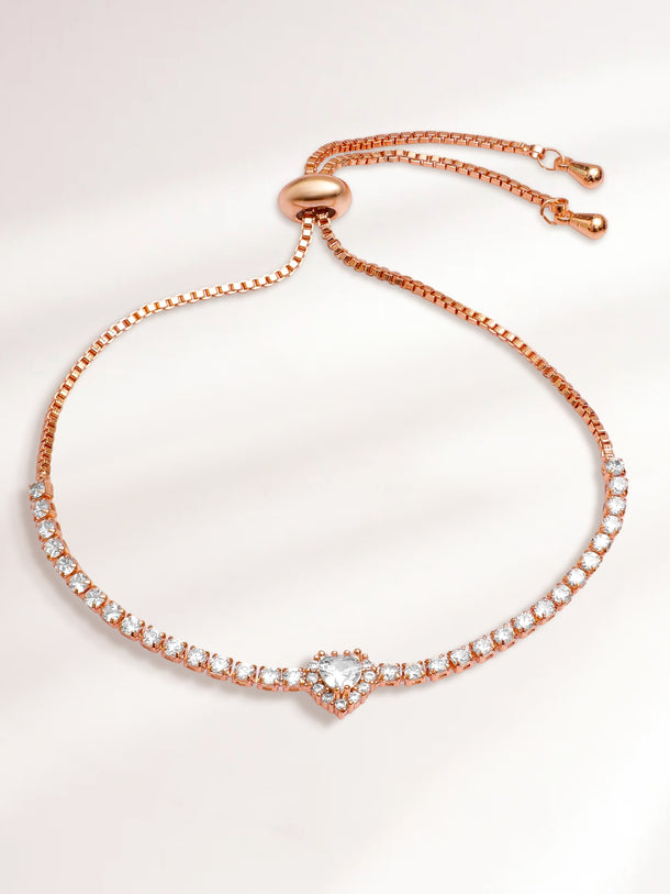 American Diamond Zirconia Studded Heart Bracelet