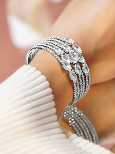 6 Layer American Diamond Zirconia Studded Bracelet
