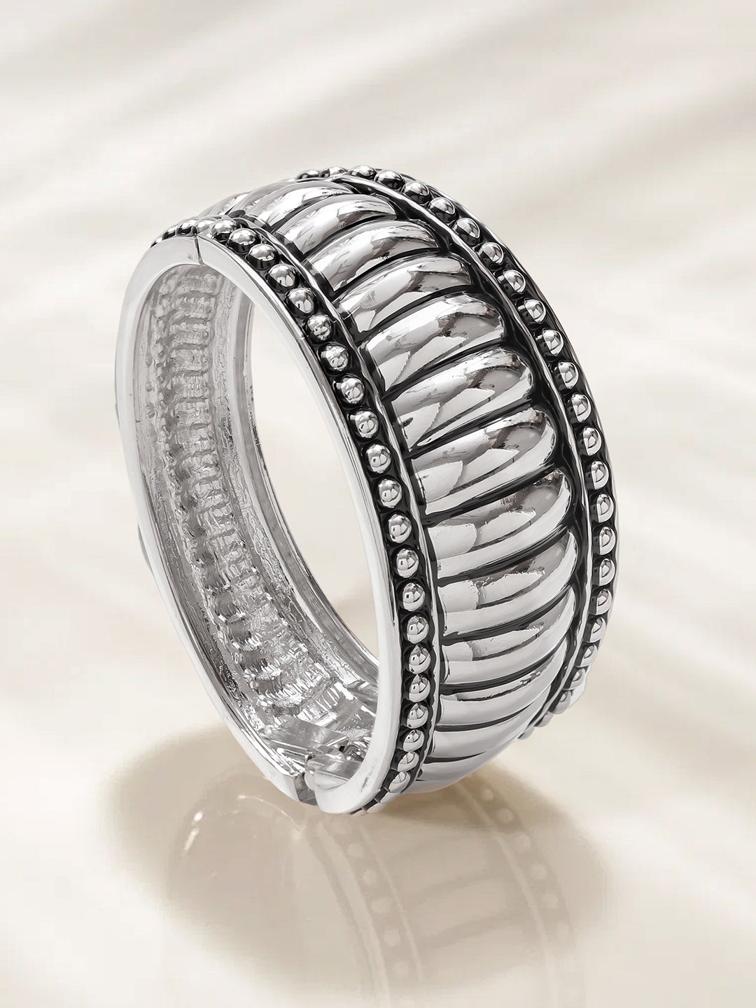 Rubans Silver Plated Textured Finish Bangle Bracelet