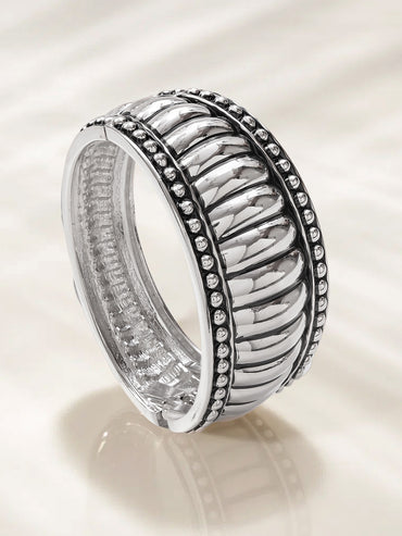 Rubans Silver Plated Textured Finish Bangle Bracelet