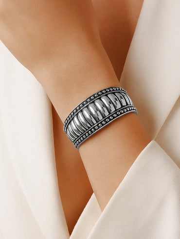 Rubans Silver Plated Textured Finish Bangle Bracelet