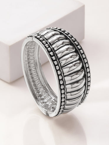 Rubans Silver Plated Textured Finish Bangle Bracelet