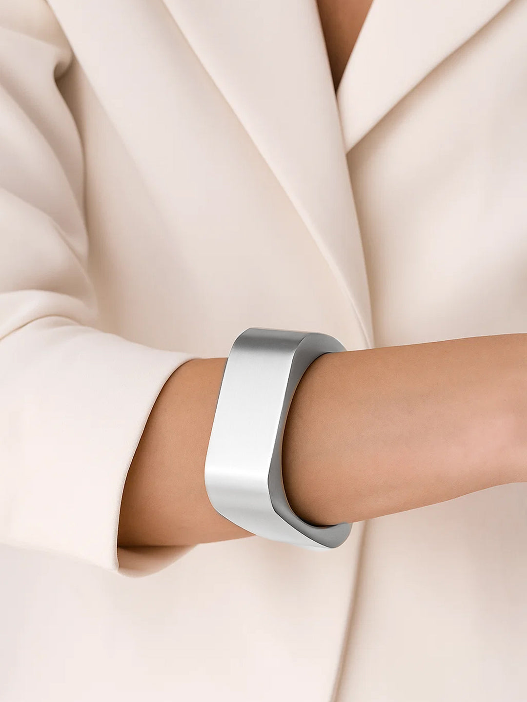 Rubans Rhodium-Plated Bangle-Style Bracelet