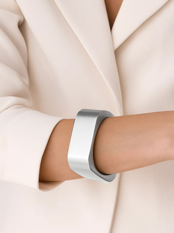 Rubans Rhodium-Plated Bangle-Style Bracelet