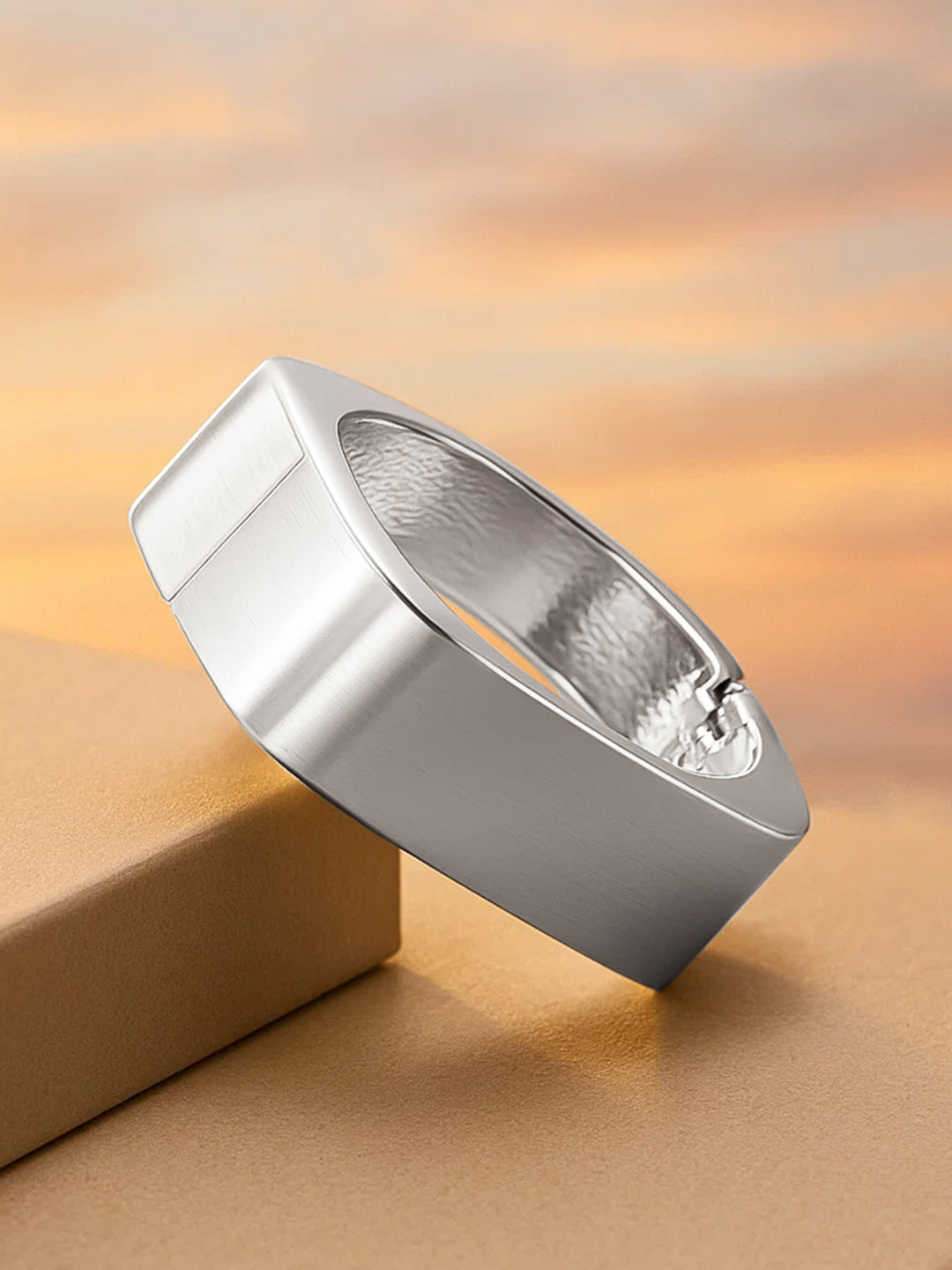 Rubans Rhodium-Plated Bangle-Style Bracelet