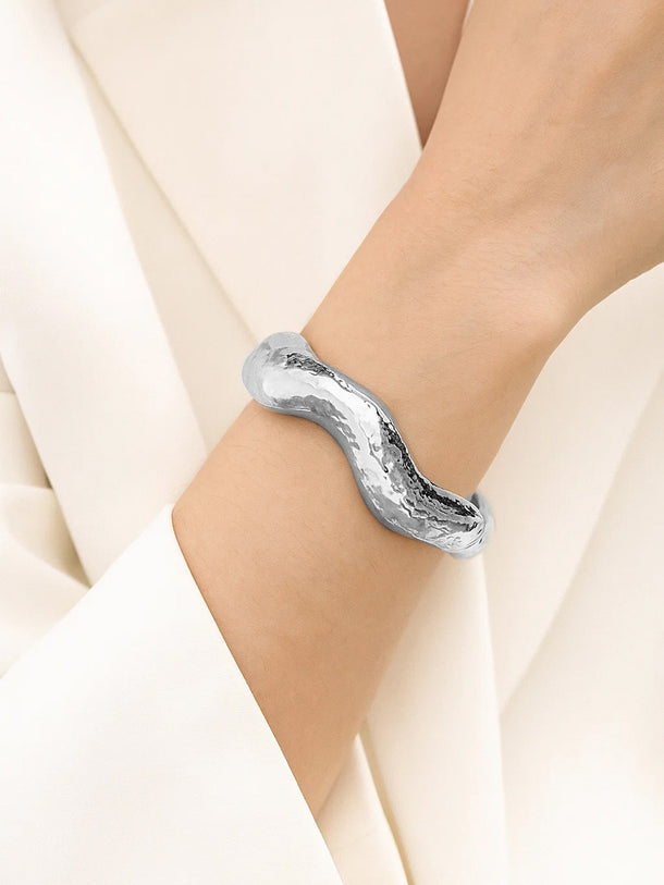 Rubans Voguish Rhodium Plated Bangle Style Bracelet