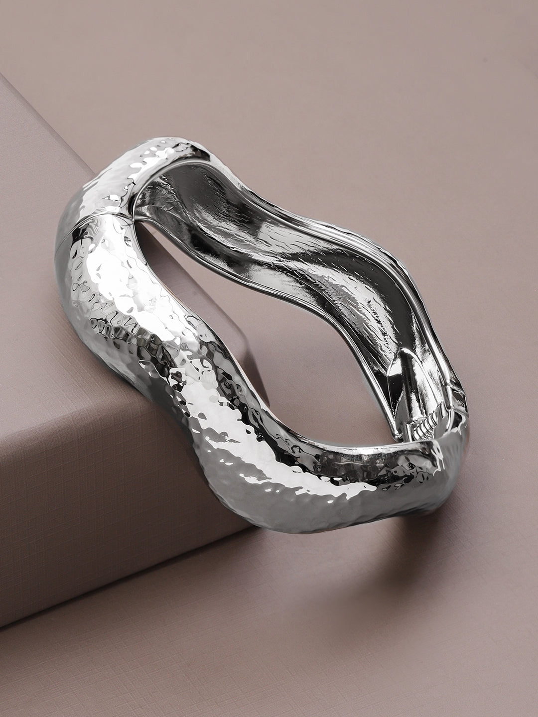 Rubans Voguish Rhodium Plated Bangle Style Bracelet