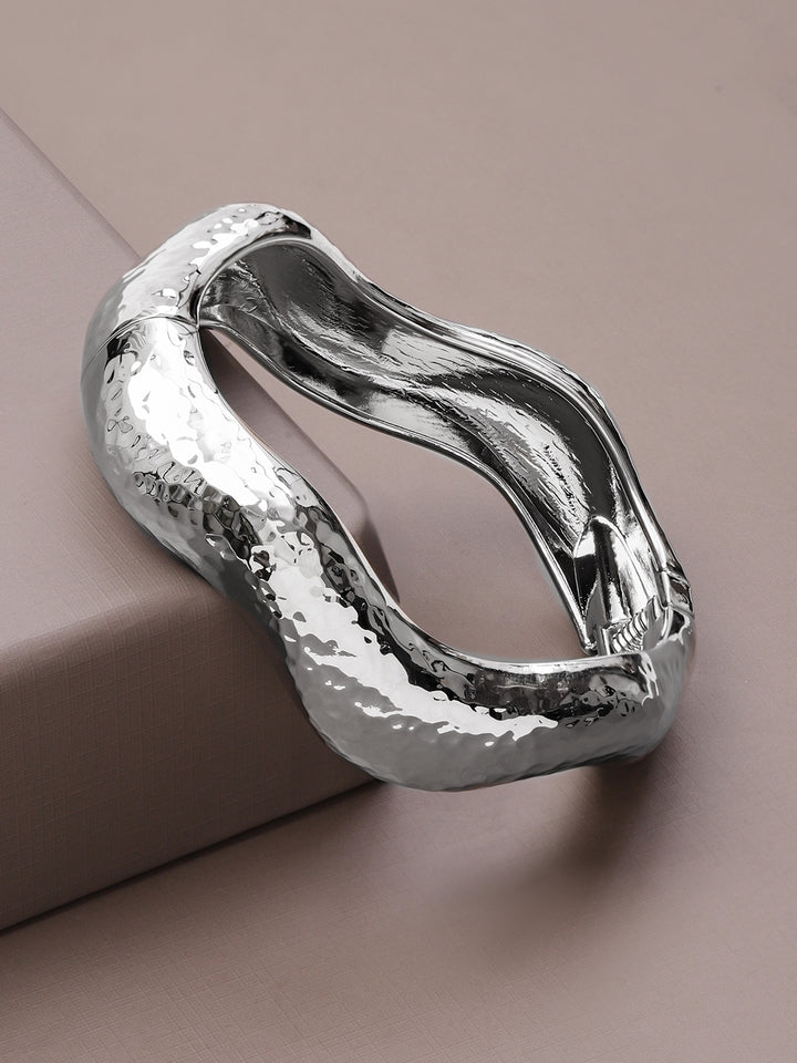 Rubans Voguish Rhodium Plated Bangle Style Bracelet
