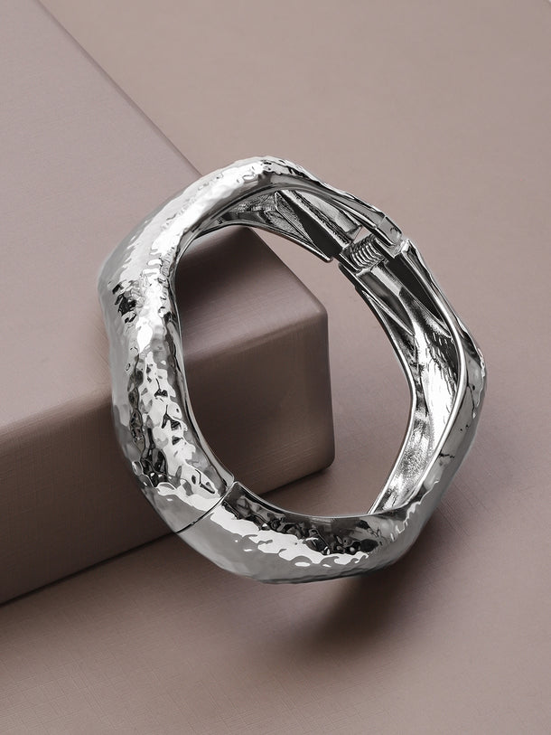 Rubans Voguish Rhodium Plated Bangle Style Bracelet