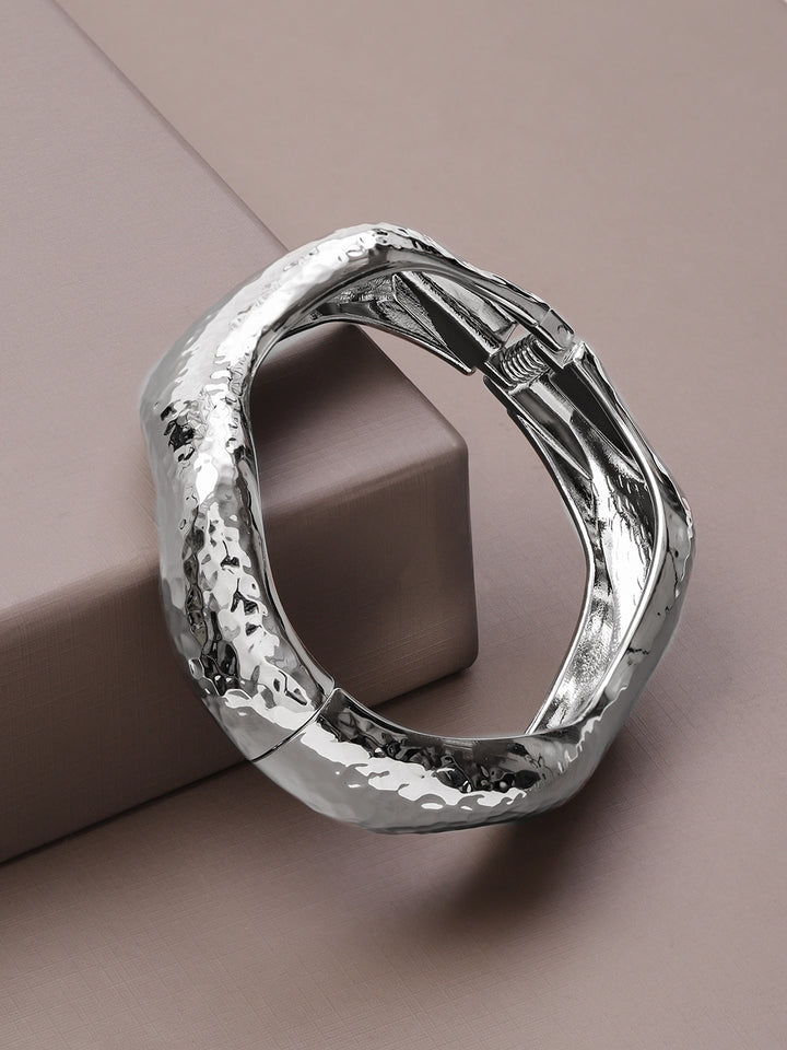 Rubans Voguish Rhodium Plated Bangle Style Bracelet