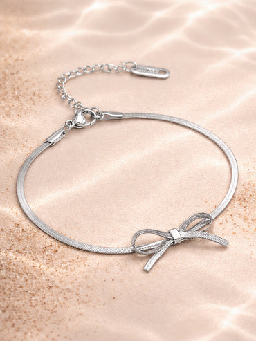 Demi Fine Rhodium Plated Bow Knot Snake Chain Bracelet | Anti Tarnish