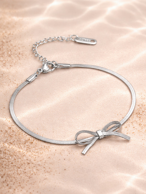 Demi Fine Rhodium Plated Bow Knot Snake Chain Bracelet | Anti Tarnish