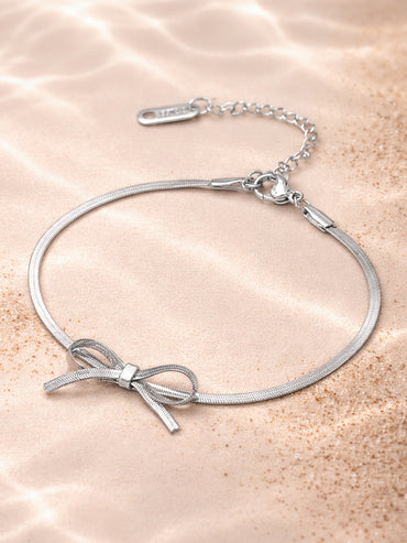 Demi Fine Rhodium Plated Bow Knot Snake Chain Bracelet | Anti Tarnish