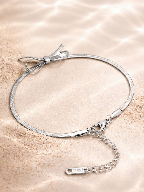 Demi Fine Rhodium Plated Bow Knot Snake Chain Bracelet | Anti Tarnish